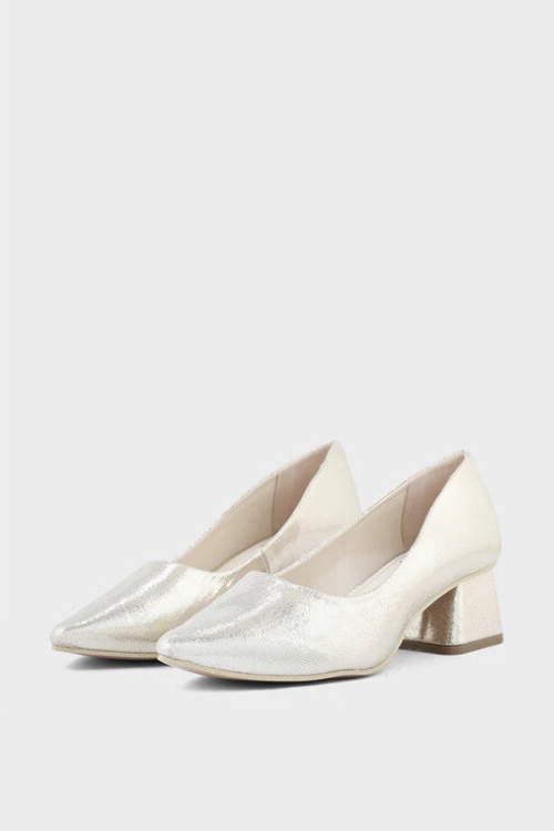 Posh White Block Heel