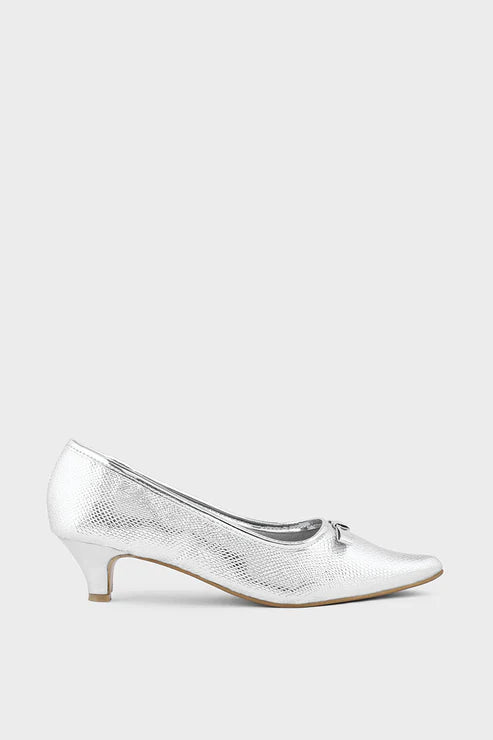 Silver Formal Court Shoes Silver