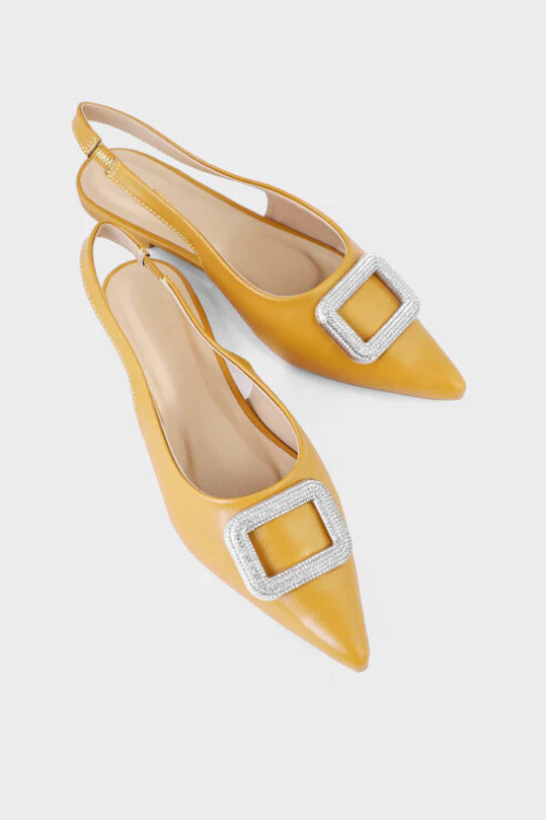 Mustard slingback heels best sale