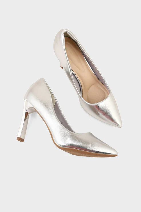 Party Wear Court Shoes Silver pair