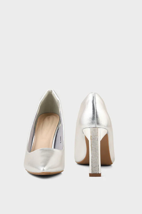 Party Wear Court Shoes  silver duo