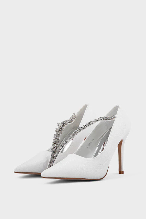 Party Wear Court Shoes White for sale