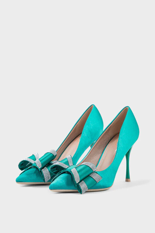 Party Wear Court Shoes Green for sale