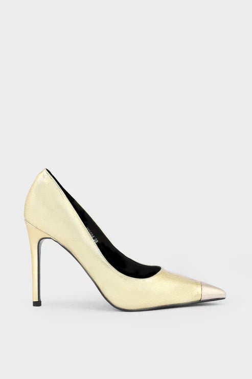 Golden Party Wear Court Shoes Golden 