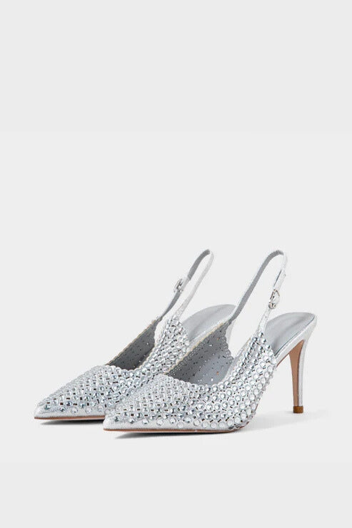 Party Wear Sling Back Silver for sale