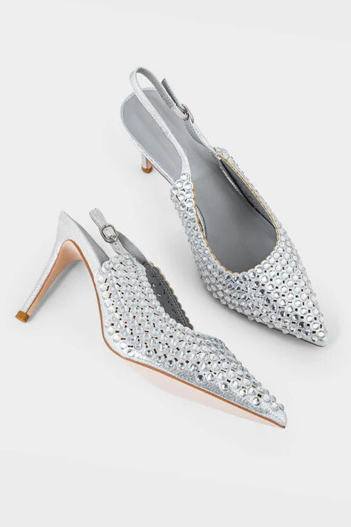 Party Wear Sling Back Silver duo