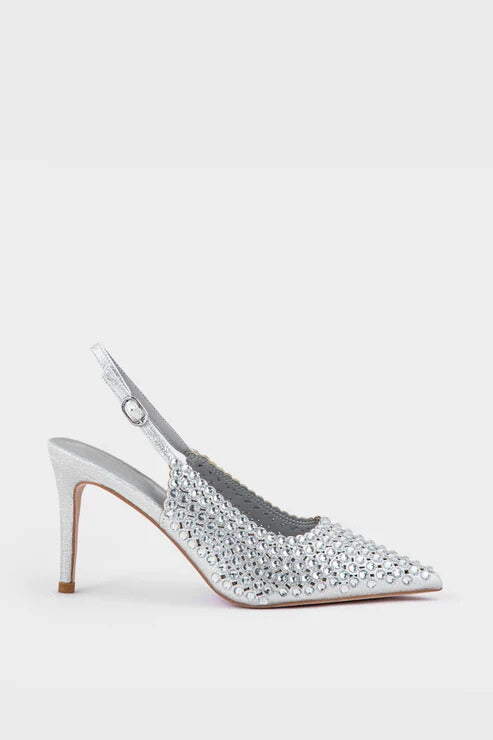 Silver Party Wear Sling Back Silver