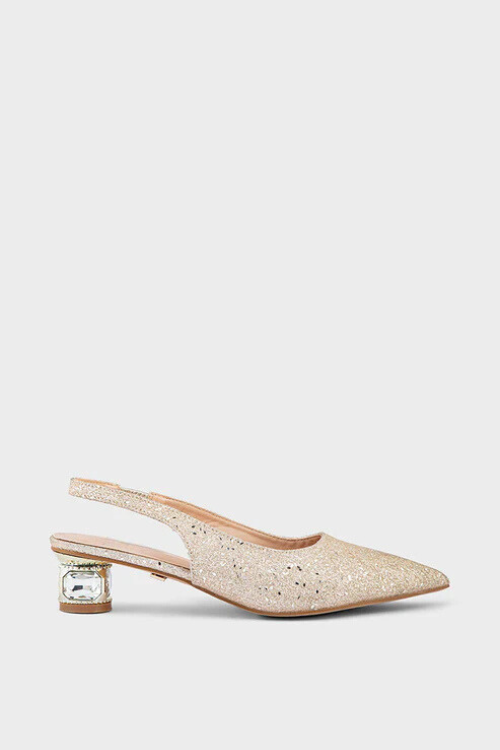 Golden Party Wear Sling Back Golden